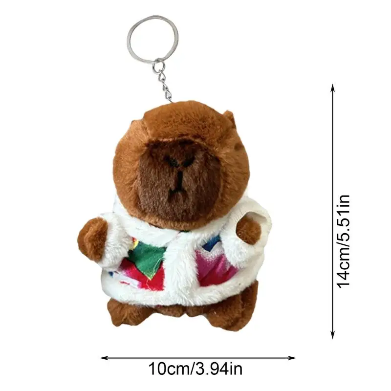 Capybara Keychain Capybara Pendant For Backpack Plush Animals Toys Coat Flowered Jacket Pigtail Cassock Capybara Pendant For Bag