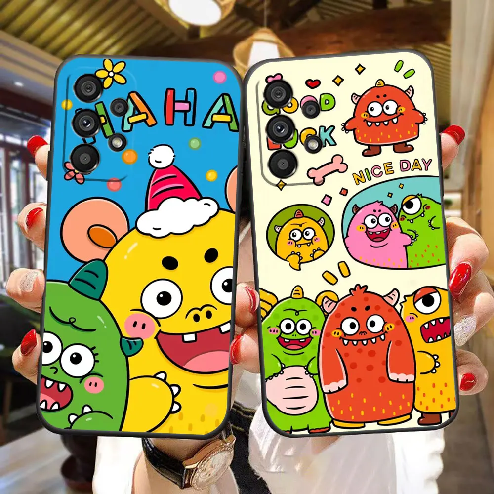 Cute Little Monster Stick Figure Phone Case For Samsung Galaxy A73 A72 A55 A54 A53 A52 A51 A42 A34 A33 A32 A23 A22 A20S A14 Case