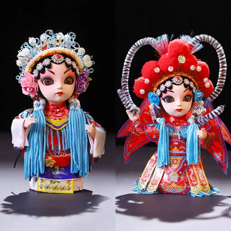 Style Gift Beijing Silk Figurine Ornament Handcrafted Peking Opera Doll Collectible Home Decor Cultural Souvenir for Foreigners
