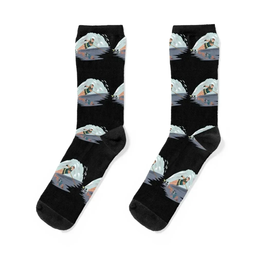 

WATER SKIING ON THE WAVES. Socks Men's retro Running Socks For Girls Men's