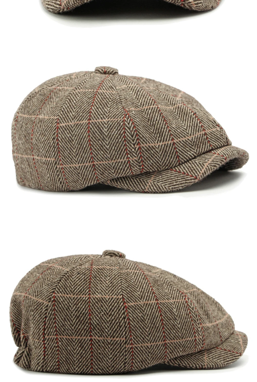 HT4557 Männer Frauen Berets Neue Herbst Winter Hut Retro Achteckige Flache Kappe Künstler Maler Baskenmütze Hut Männlich Weiblich Plaid Ivy Baskenmütze Kappe – Detail 5