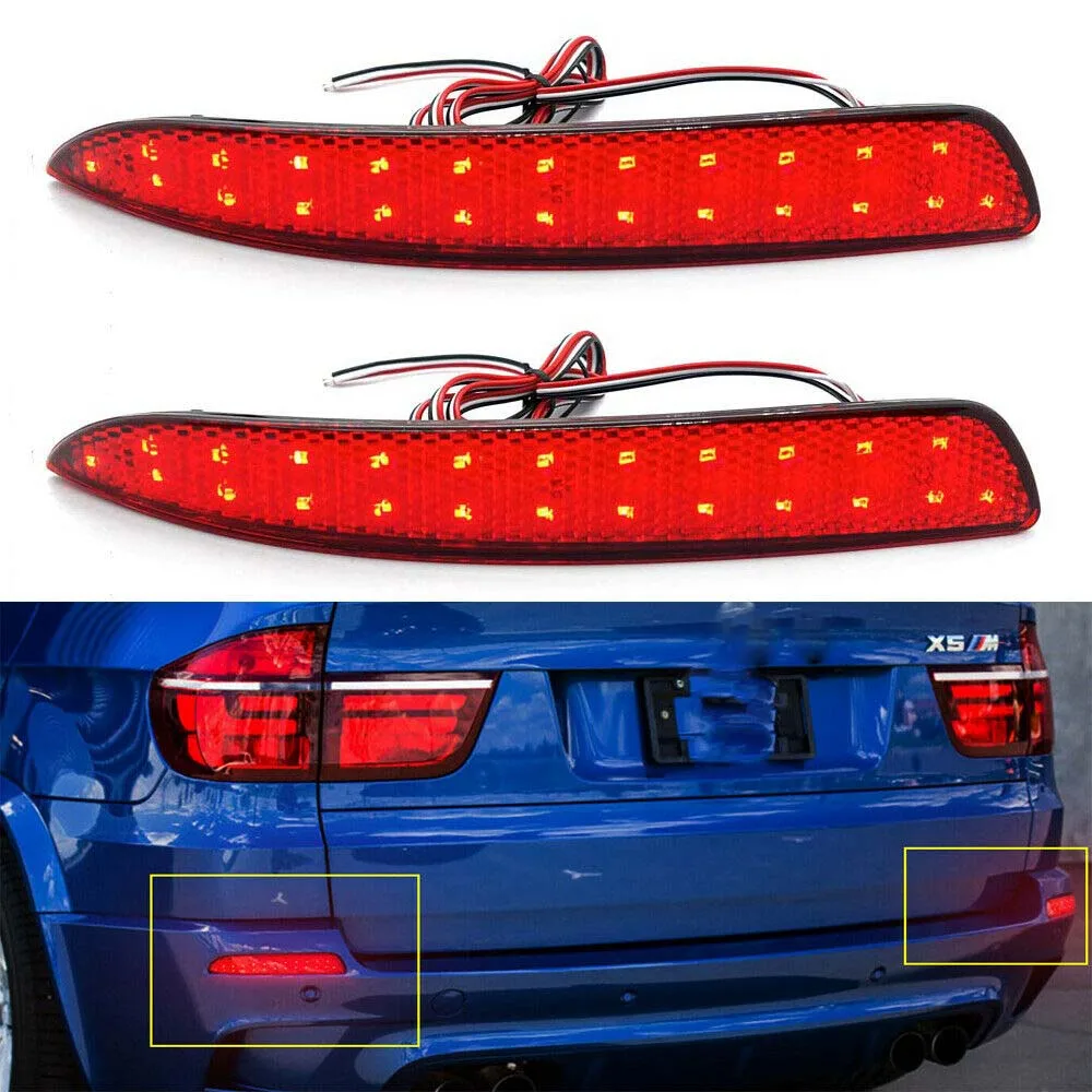 

2PCS LED Rear Brake Light For BMW E70 E71 X5 2007-2013 Tail Stop Signal Bumper Reflector Warning Lamp Car Accessories With Bulb