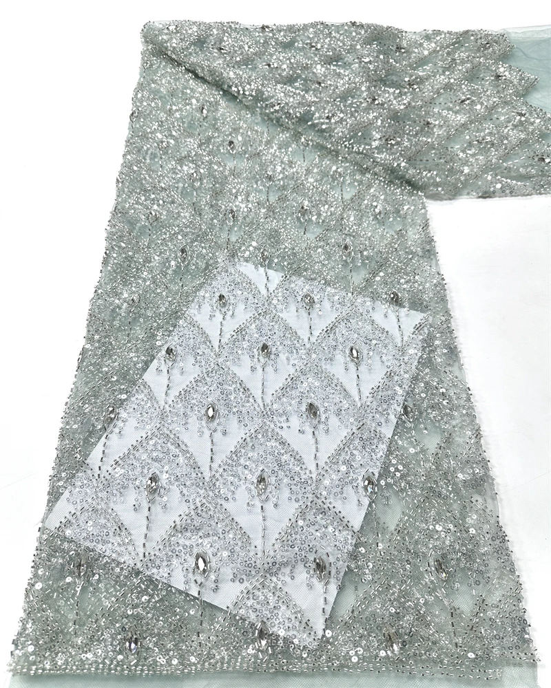 アフリカ産フランス風スパンコールレース生地、高品質チュール、ビーズ刺繍入りナイジェリアドレス素材、パーティー、結婚式用