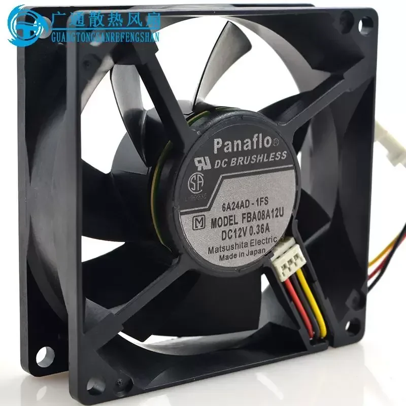 for Panaflo FBA08A12U 8025 12V 0.36A 8CM Two Wire Large Air Volume Silent Cooling Fan