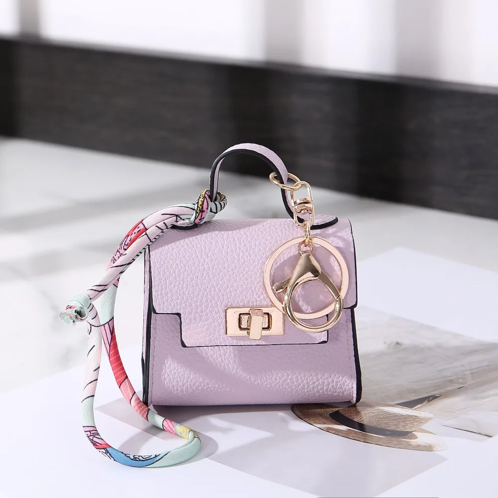 Lipstick Bag Mini Luxury Headphone Bag Coin Purse Key Ring Leather Coin Bag Pendant Fashionable Mini Handbag Keychain Girls Gift