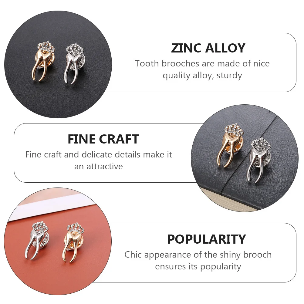 

4 pcs Alloy Tooth Brooches Elegant Suit Coat Nurse Gift Accessories Fashion Jewelry For Party
