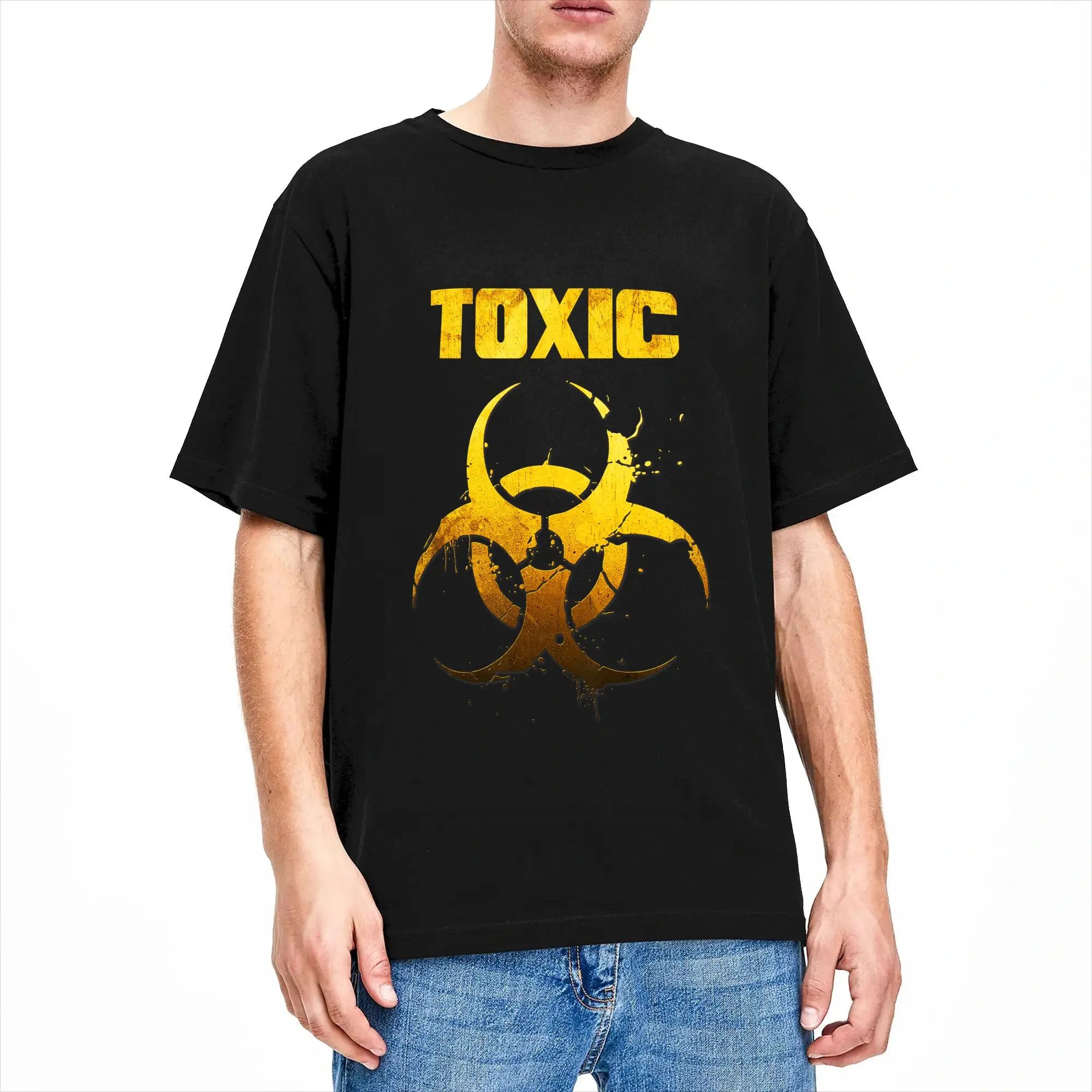 Danger Toxic Biohazard Symbol Cotton T Shirt For Couple Summer  Y2K Funny T-Shirts Leisure Tee Shirt Oversized Wholesale Clothes