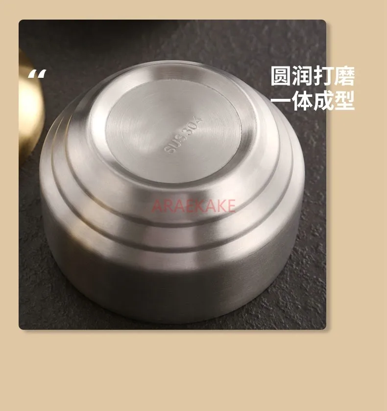 Cuenco de sopa para el hogar, cocina antiescaldado y lazo de kimchi 500ml/650ml 304 tazón de arroz de acero inoxidable de doble capa,