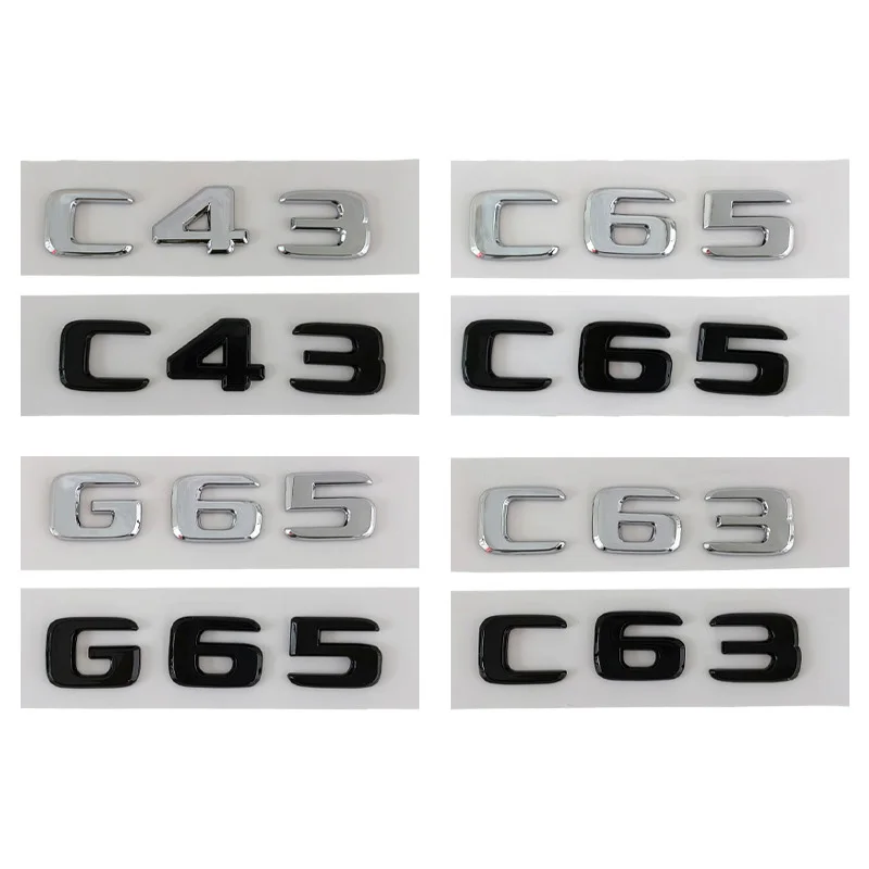 

New 3D ABS Chrome Black Rear Trunk Badge Decal Logo C43 C63 G65 Emblem Sticker For Mercedes AMG W204 W205 W463 Car Accessories