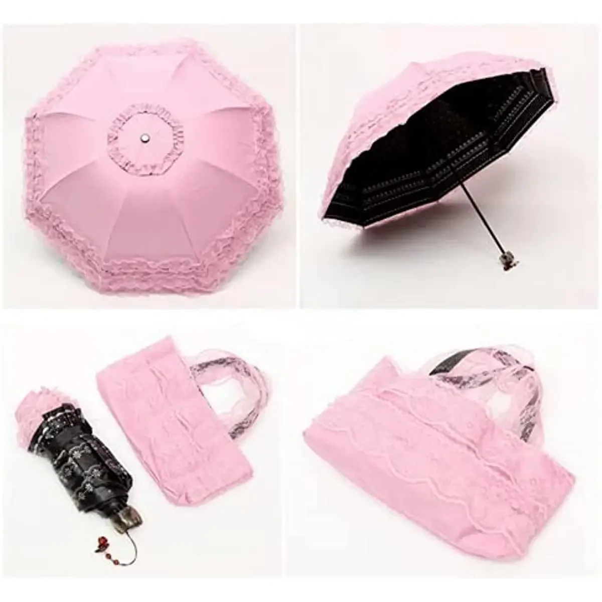 White Lace Umbrella Female Backpack Lolita Strong Portable Beach Umbrella Beautiful Windproof Parasol Paraplu Rain Gear