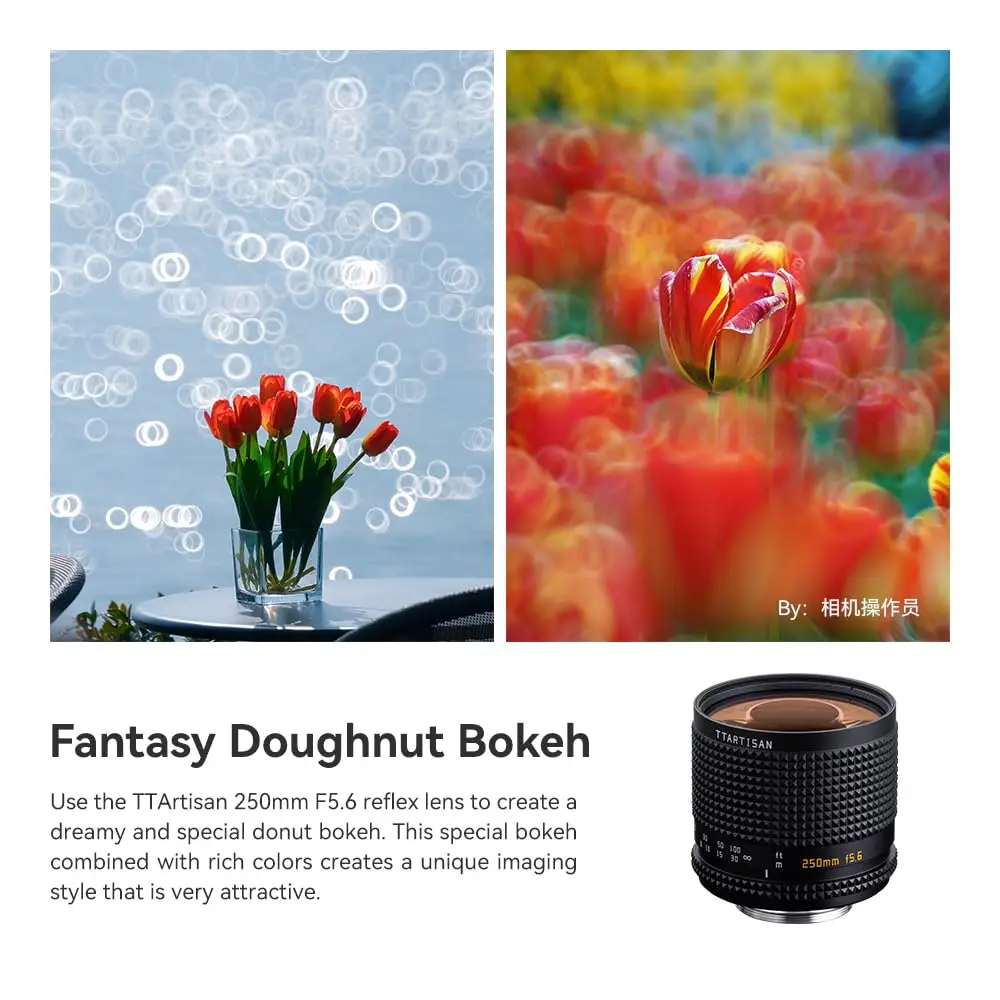 TTAritsan 250mm F5.6 Reflex Lens Full Frame Doughnut Bokeh Camera Lense Telephoto Lens Compatible with M42 Mount Camera Lens