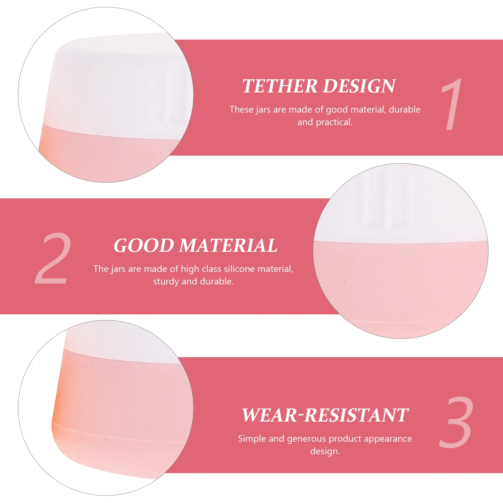 

3pcs Silicone Travel Jars Portable Sample Containers For Cream Lotion Essential Oils Multi-Function Travel Size Household