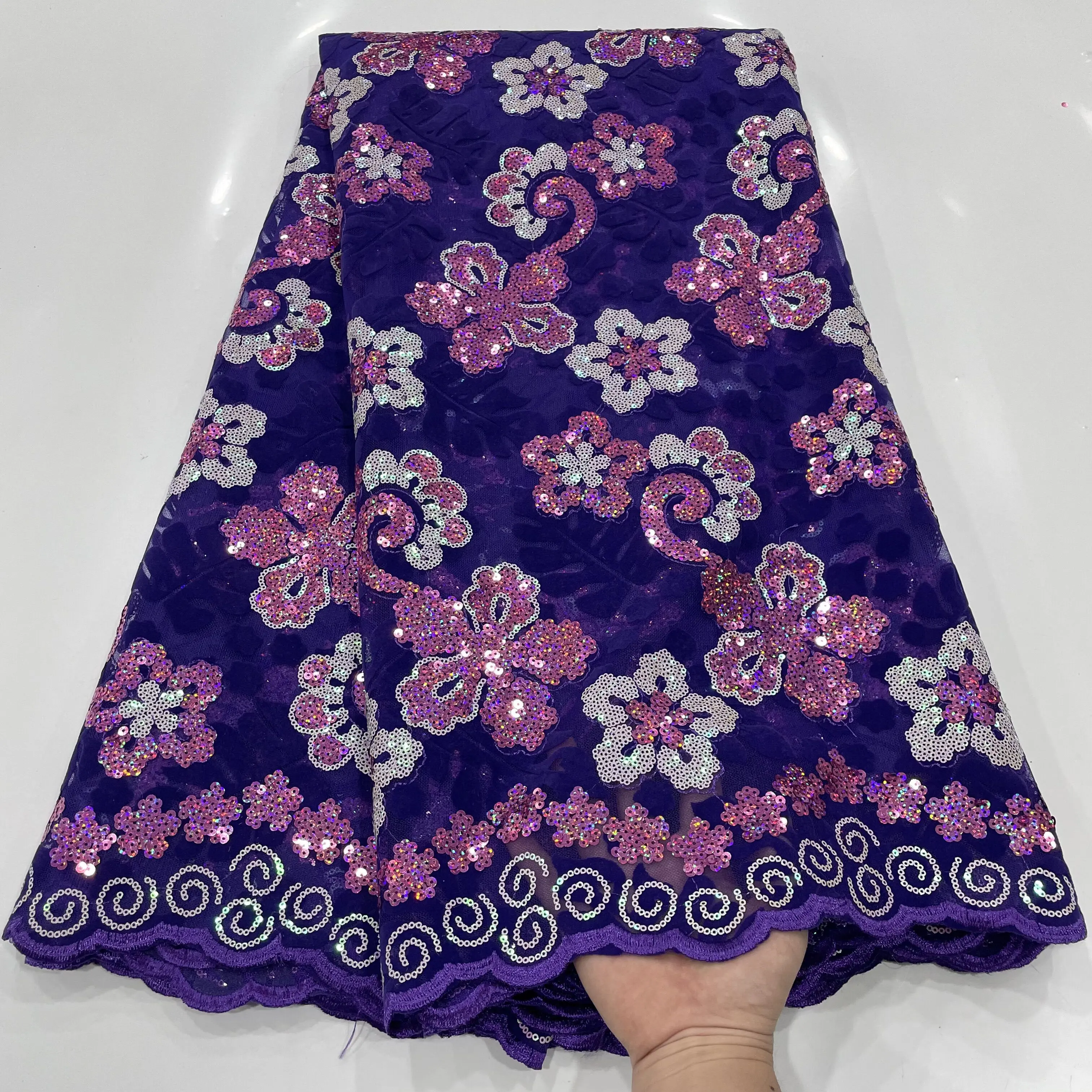 Sewing Velvet Fabric - African Flocking Velvet Lace Fabric High
