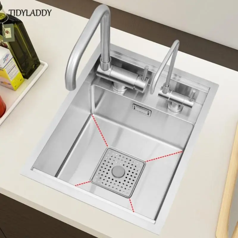 Imagem -05 - Handmade Hidden Kitchen Sink Pia Invisível para Bar Escovado Única Pia Prata Preta Aço Inoxidável Nanometer304