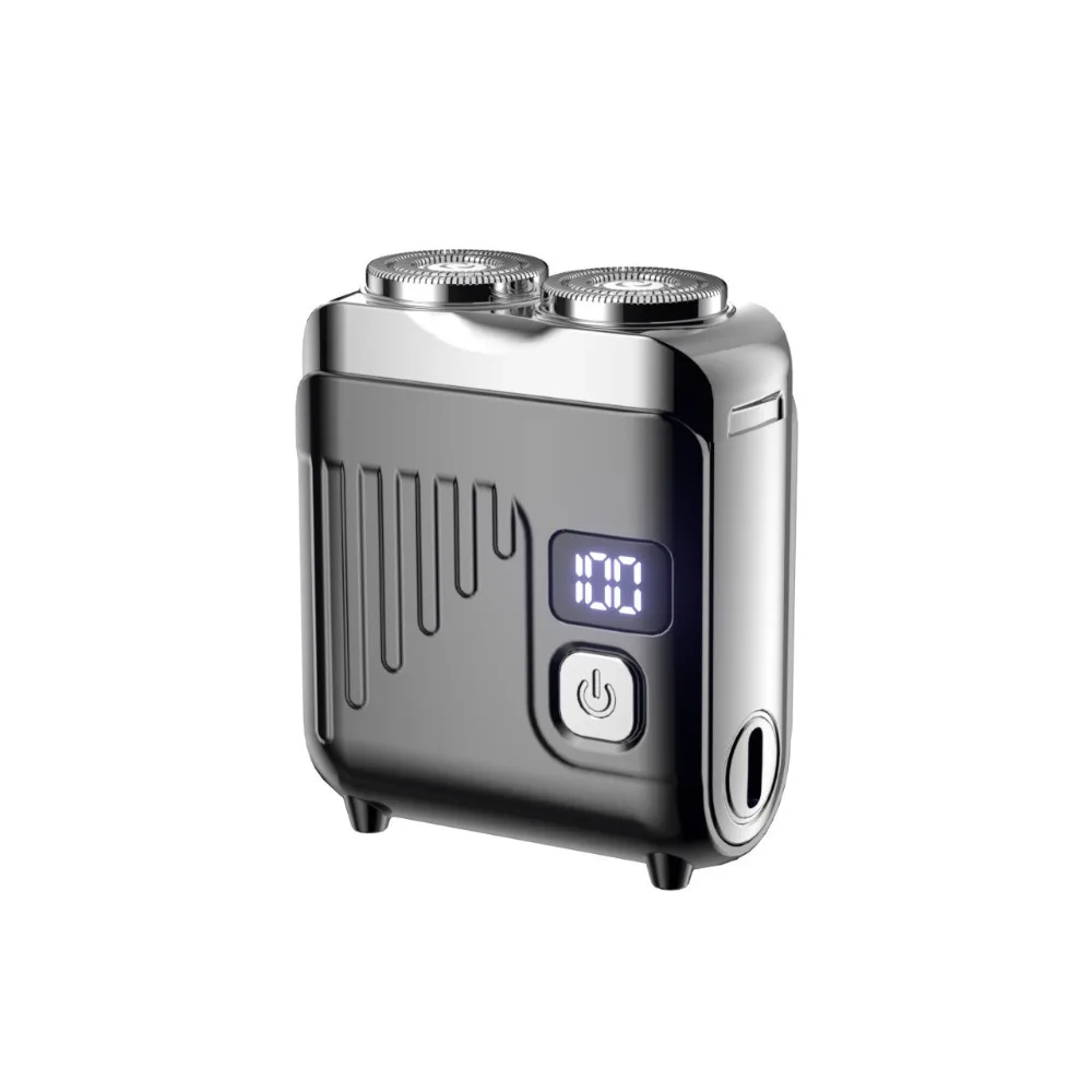 Double Head Mini Electric Shaver LCD Display Powerful Motor Men's Beard Trimmer 10000 Revolutions Type-C Recharging
