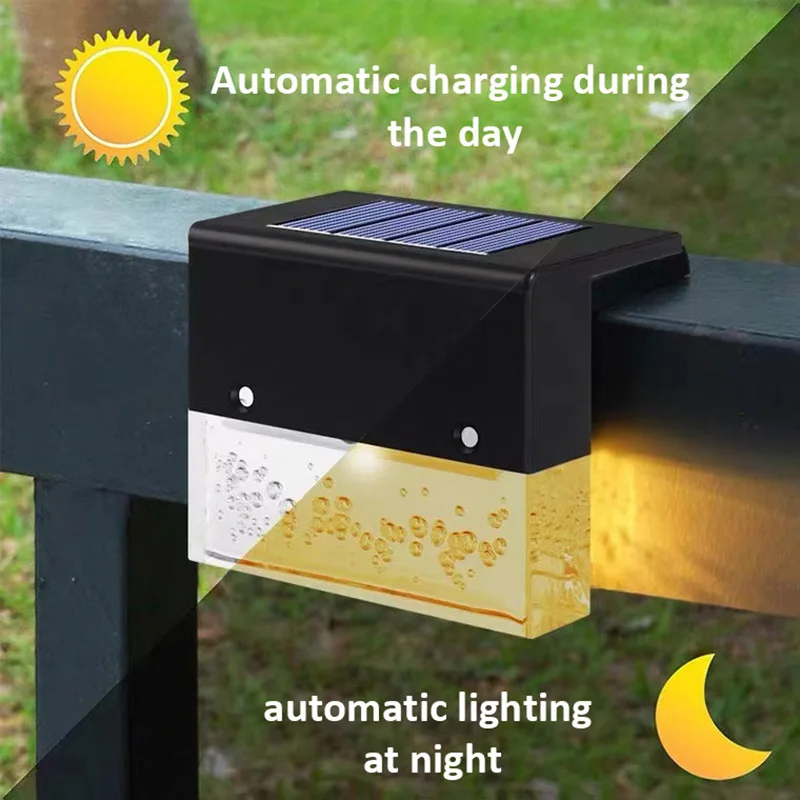 Solar Step Light Outdoor RGBW Color Changing LED Pathway Stair Lights Wall Trees for Decoration Solar Deck Fence Light