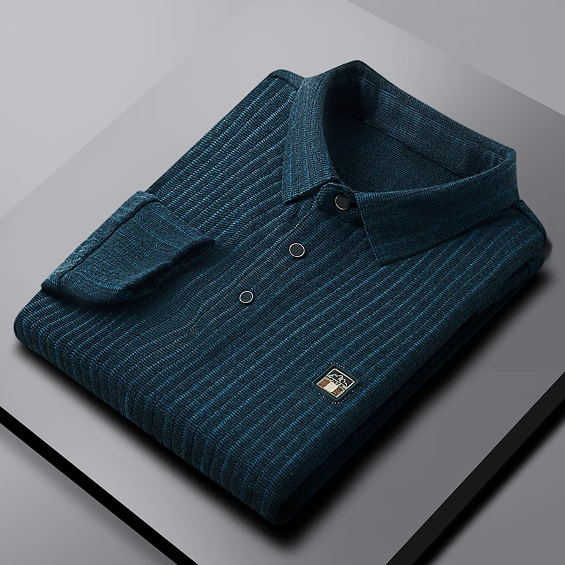 High end brand embroidered long sleeved polo shirt men's new fashion T-shirt 2023 Spring and Autumn lapel business casual top image 6