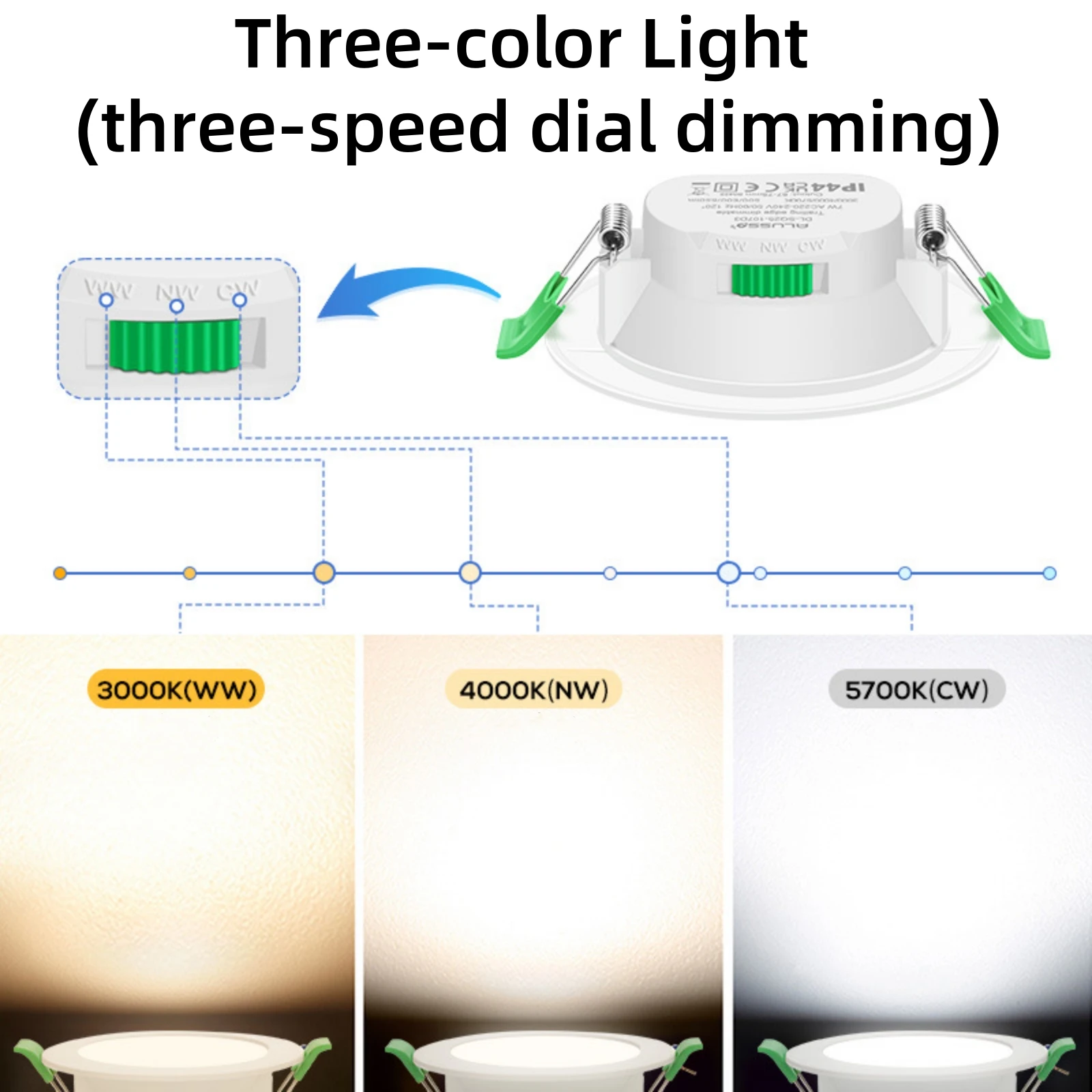 8/5Pcs LED Downlight 220V 110V 3-color Dimming 7W Recessed Round Ceiling Dowm Light For Home Decor LED Spot Lamp Lighting