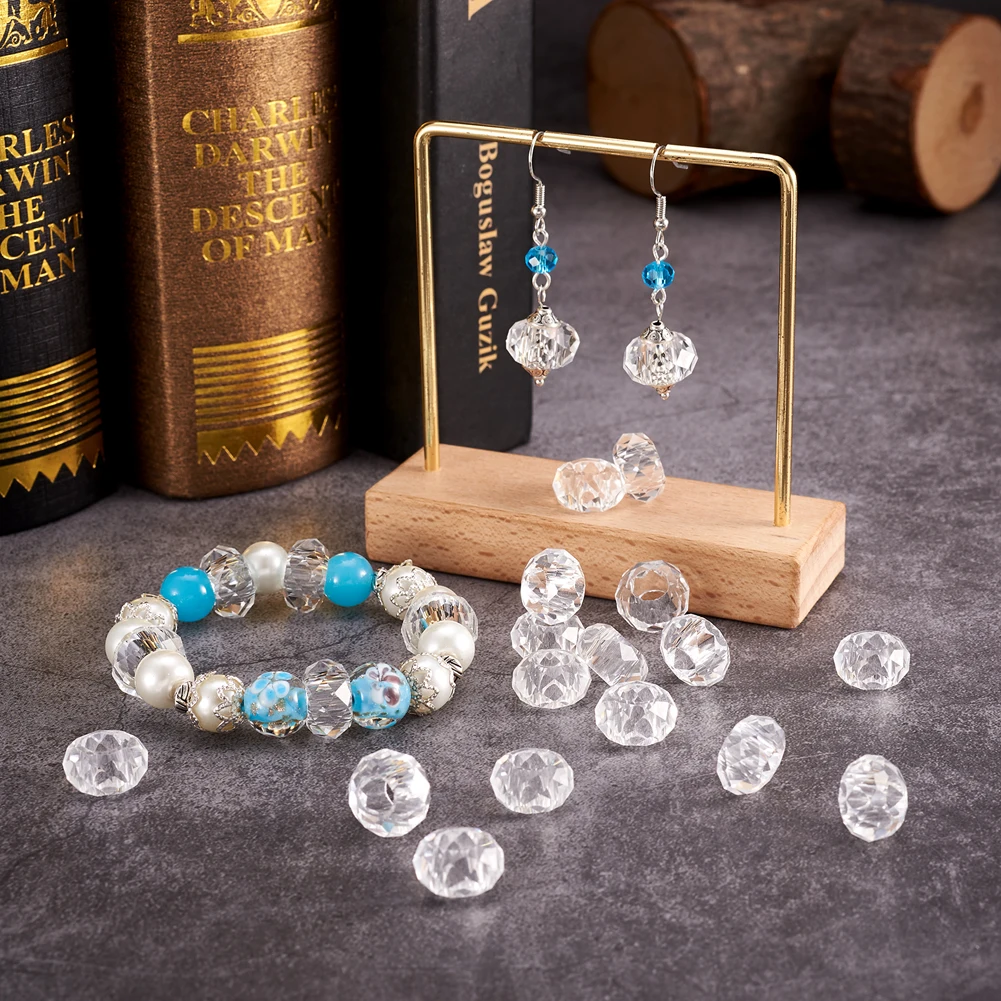 100pcs Glass European Beads Large Hole Beads Faceted Rondelle for Jewelry Making DIY Charm Bracelet Necklace Bangle hole: 5mm