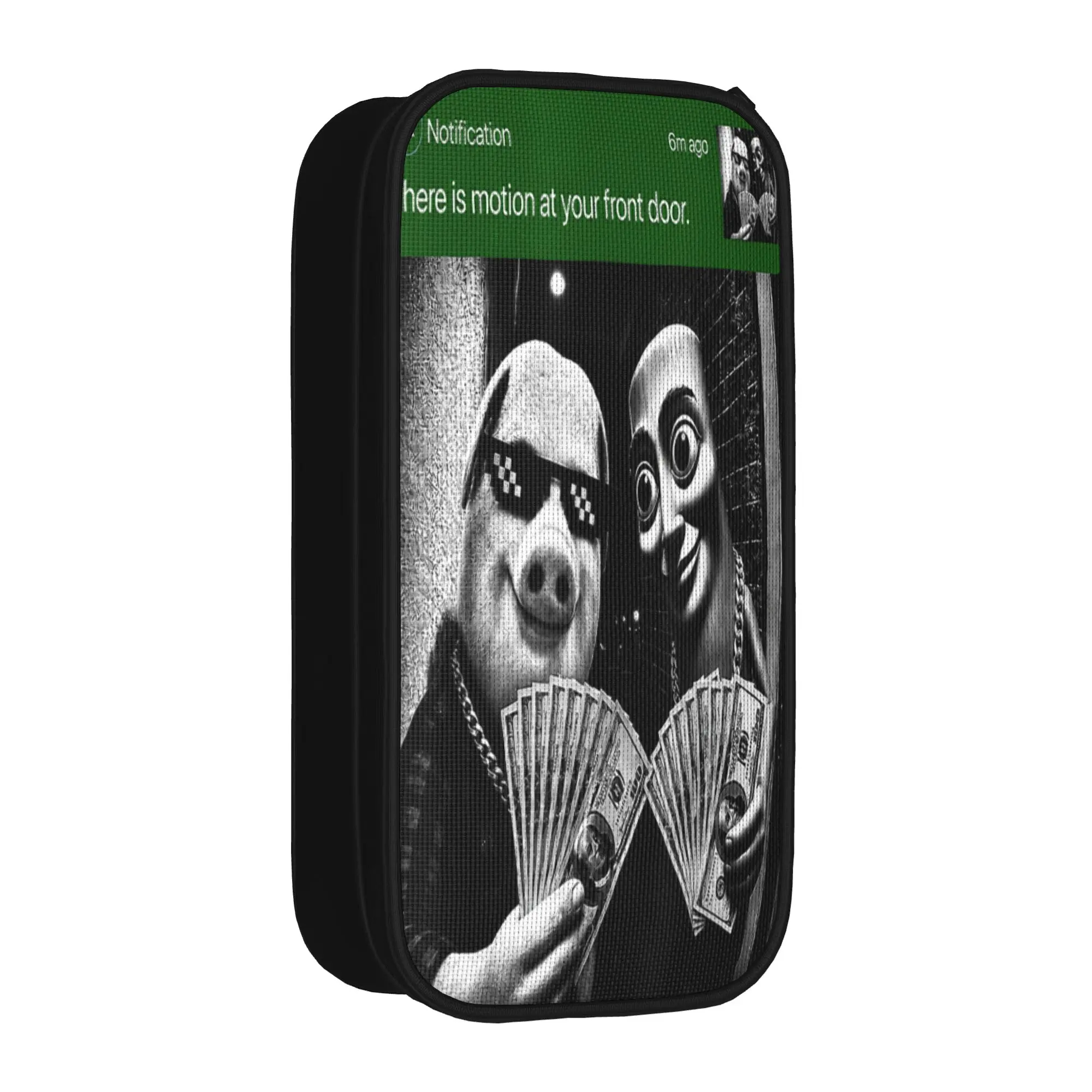John Pork and Tung Tung Tung Sahur Front Door Motion Pencil Case Double Layer Pen Box Girls Boys Retro Big School Pencil Cases