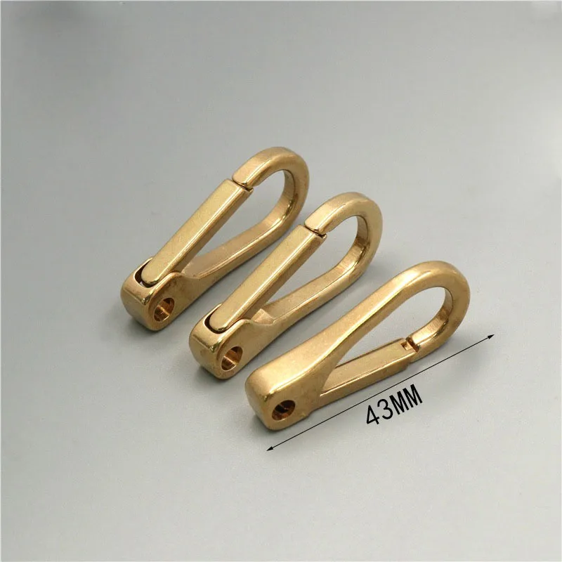 1pcs 43mm Pure Brass Curtain Clasp Split Key Ring Hook Chain Loop Key Ring Keychain Strap Wallet Bag Leathercraft Belt Hooks