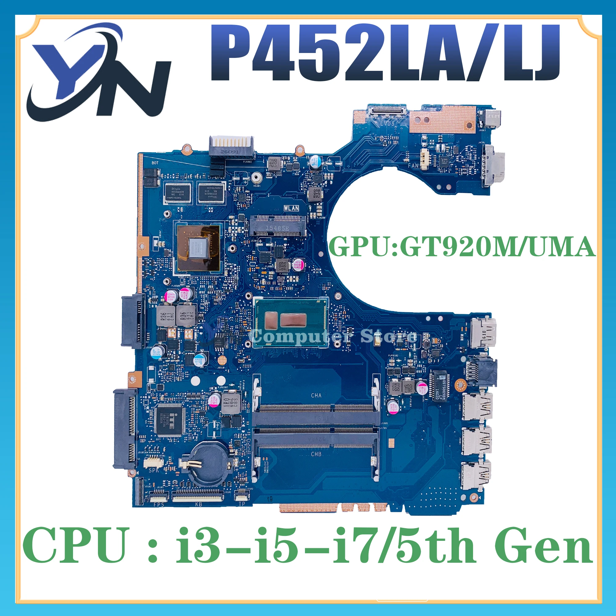 

P452LA Mainboard For ASUS P452LJ PE452 PE452LA PRO452LA PRO452LJ PX452LJ PX452LA PE452LJ P452L Laptop Motherboard I3 I5 I7 5th