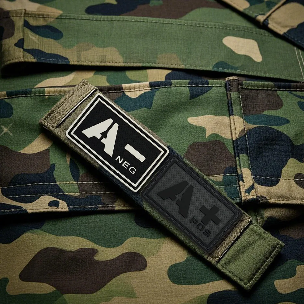 2D Soft Rubber PVC Blood Type POS Badge NEG Rubber A- Blood Type Luggage Accessory Patch
