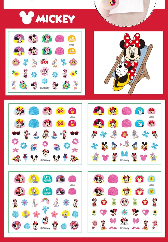 Autocollant d'ongles Disney Minnie Mouse, autocollant de princesse Sofia Wiinie l'ourson, cadeau de fête pour fille