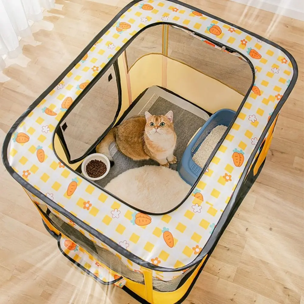 Rectangular Cat House Delivery Room Breathable Foldable Puppy Cat Cozy Tent Mosquito Prevention Roller Shutter Door