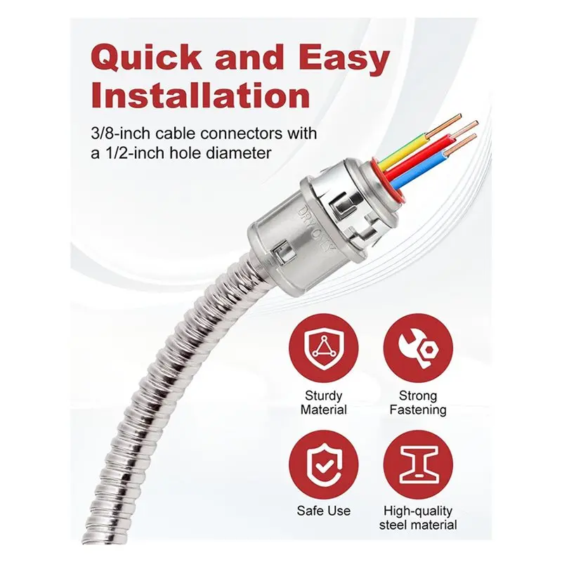 DT17 Metal Cable Connectors 25 PCS 3/8