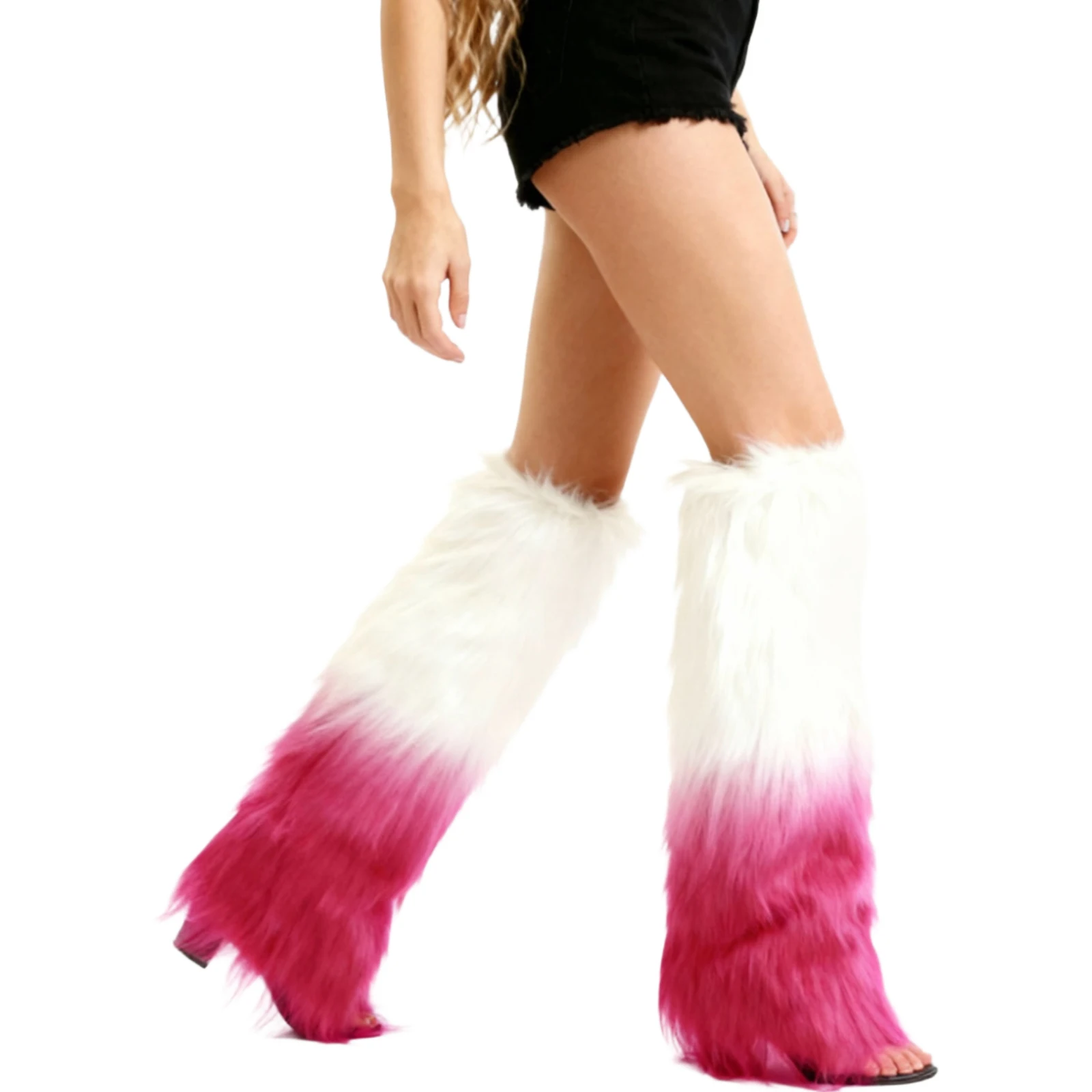 Harajuku Faux Fur Leg Warmers Furry Boot Cuffs Covers Winter Warm Plush Oversleeves Women Halloween Brazilian Carnival Costumes