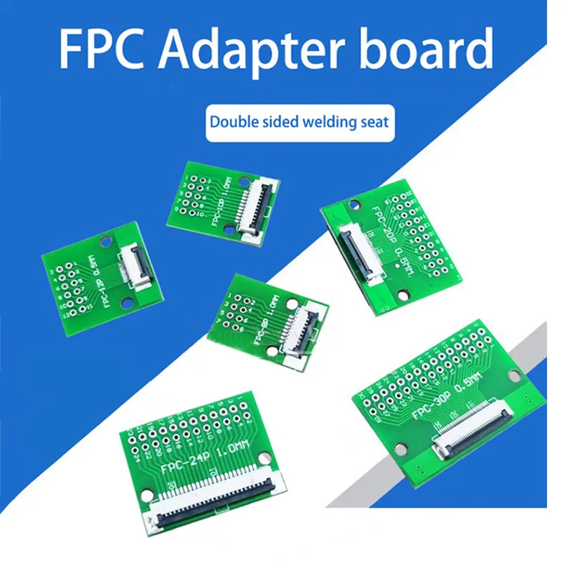 

1PCS PCB Double Sided FFC FPC Flex Cable Adapter Pitch 0.5mm 1.0mm to 2.54mm Connector 6P 8P 10P 12P 24P