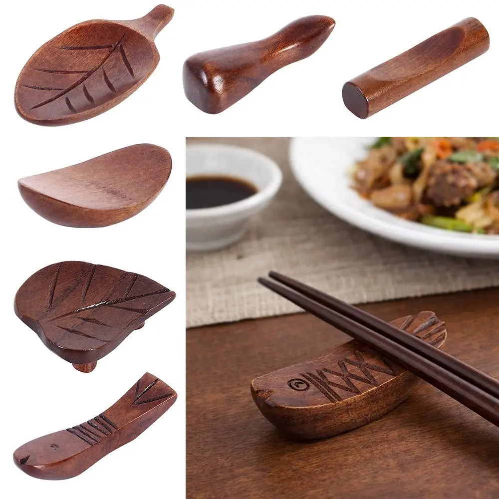 1pcs Portable Wooden Chopstick Holder Multi-shape Handicrafts Chopstick Rest Desktop Decor Ornament Chopsticks Pillow Home