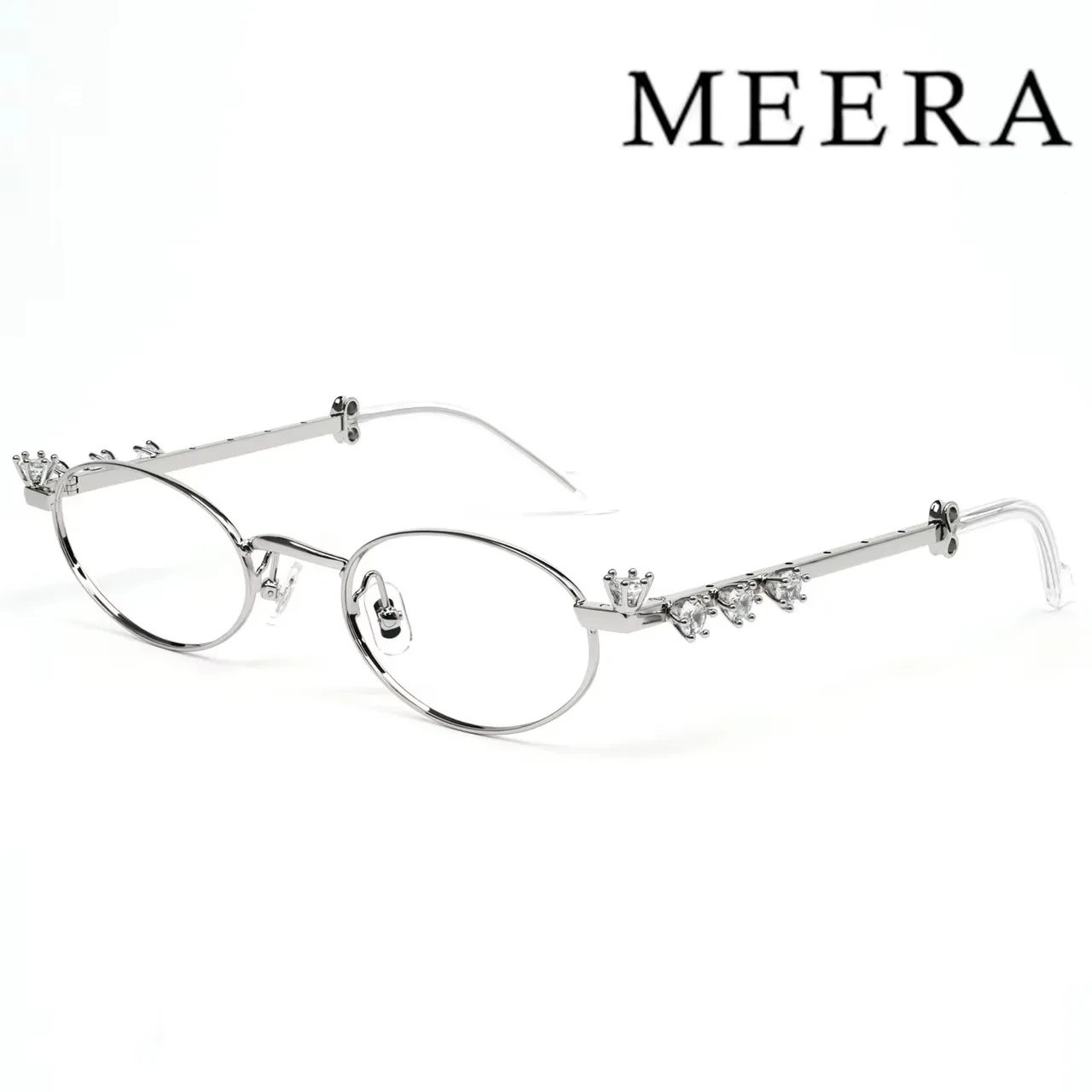 Korean retro metal oval inlaid diamond gm glasses small frame round face fashion optical frame