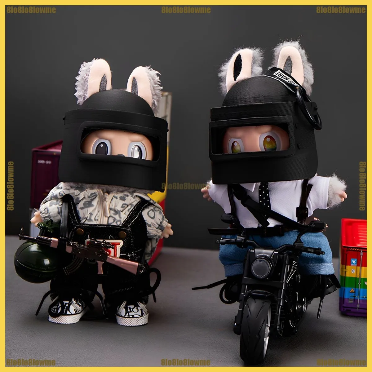 

Красивая одежда Labubu, шлем для стрельбы PUBG, набор тактического оборудования, мини-плюшевая кукла, одежда, модные аксессуары для кукол, подарок