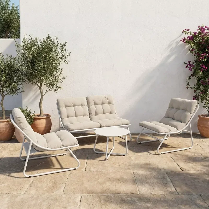 Durable Textilened Waterproof Outdoor Conversation Sofa Set Modern Metal Garden Patio Furniture for Courtyard Park Use