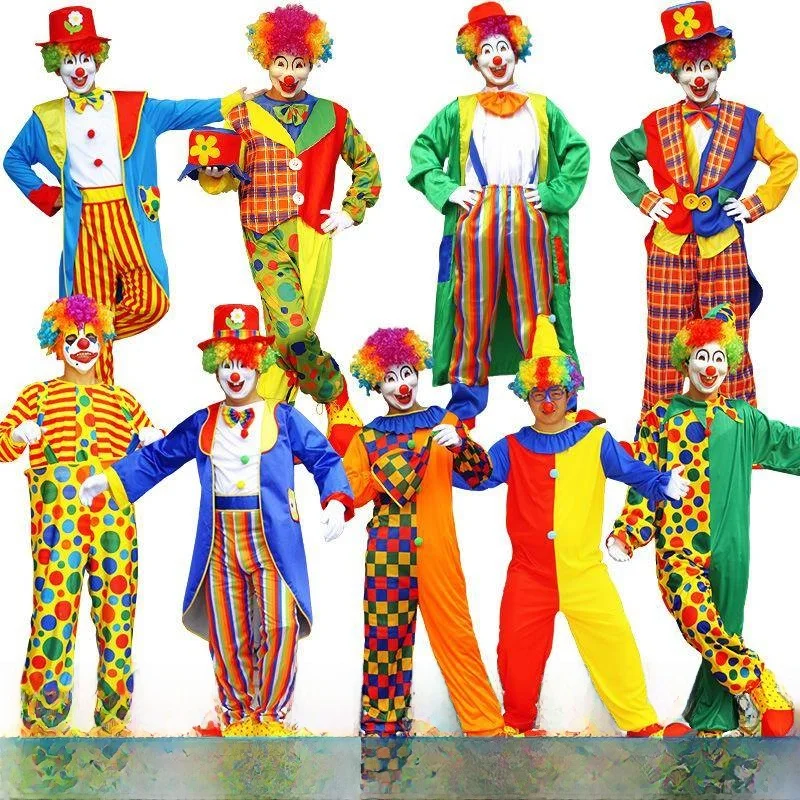 

Adult Halloween Clown Costume Unisex Performance Stage Show Outfit Men's Women's Festival Celebration Dress-up Clothing