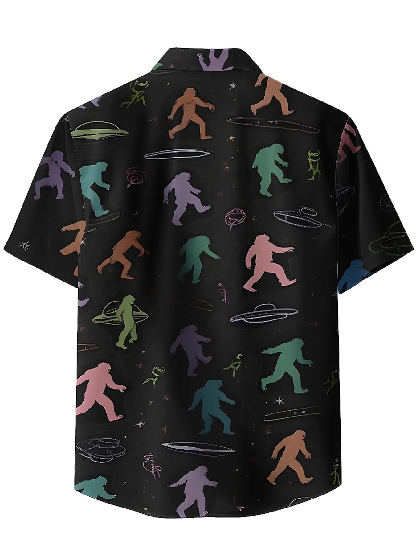 Men's Plus Size Hawaiian Shirts Colorful Alien Pattern pattern,Unisex Baggy Aloha Shirts,summer Alternative Clothing