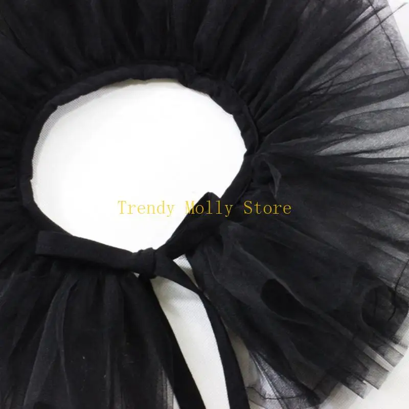 N5KB Fake Collar Victorian Detachable Jabot Collar Ruffled Lace Jabot Neck Collar Adults Stage Party Steampunk Accessory view 3