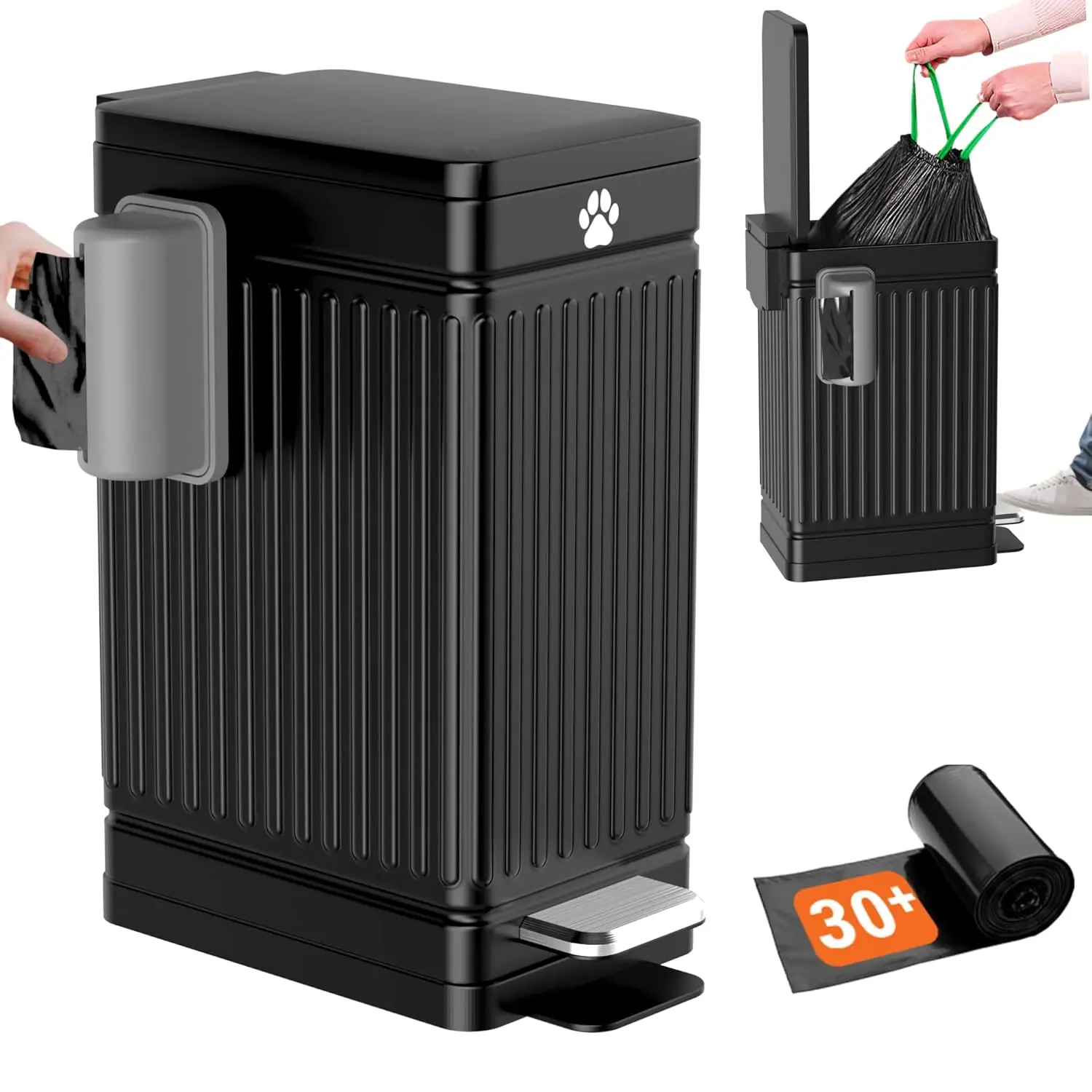 

3.2 Gal Outdoor Dog Waste Trash Can with Lid, Pedal-Operated Metal Garbage Bin for Backyard Odor Control