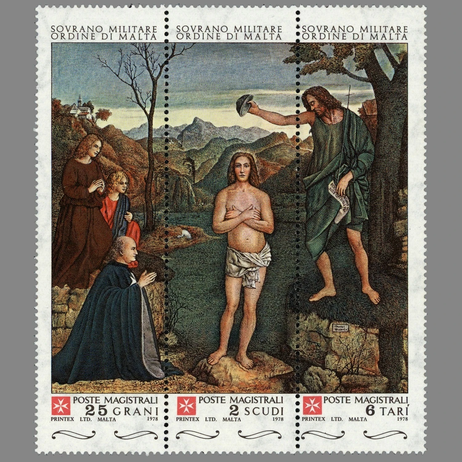 Juego de 3 sellos postales de Malta nuevos de 1978 con ilustraciones de Bellini, MNH