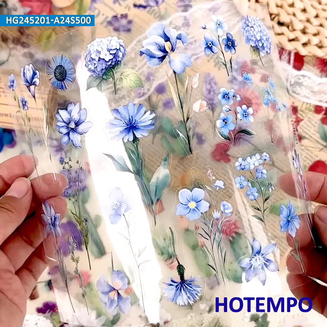 Pacote de adesivos de flores de plantas, Estilo transparente PET, Planejamento de Diário de Viagem Scrapbook, para a decoração criativa de DIY, Adesivos engraçados