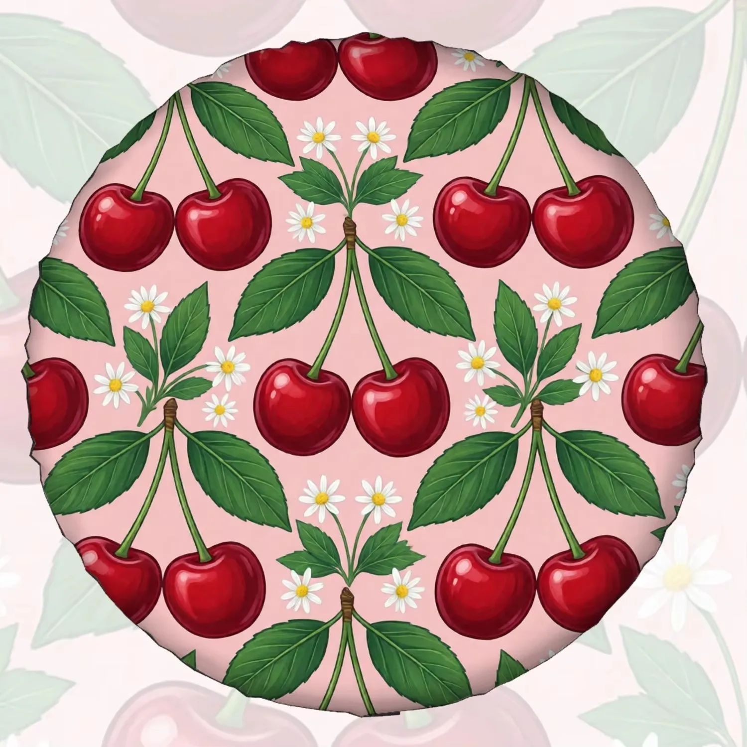 

Cherry Mini Floral Seamless Pattern Spare Tire Cover Weatherproof Dustproof Universal Wheel Protector for SUV Truck