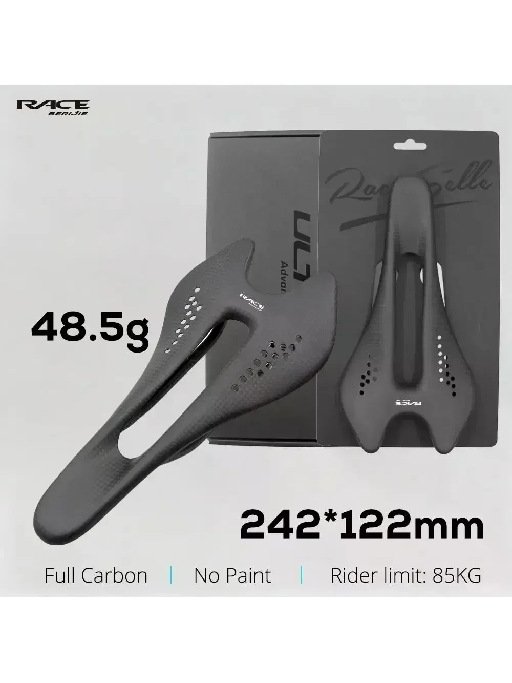 AliExpress ULLICYC BERIJIE Ultralight Carbon fiber Cycling Saddle 3K Weave Cushion,Oval 7*9mm, 242*122mm,Raw Road Cycling Seat, Sillin de carbono