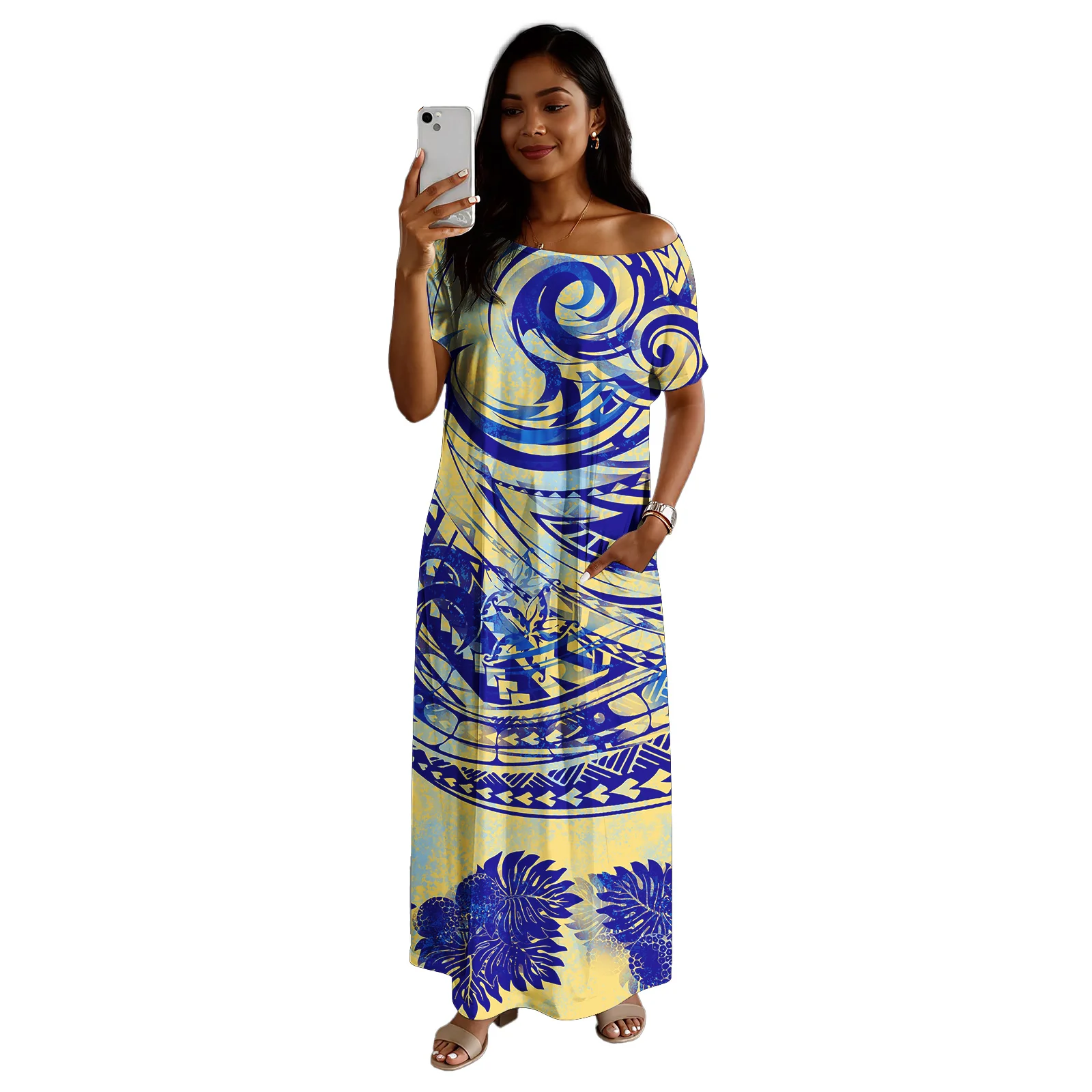 Sublimation Print Sexy Custom Logo Women Clothes Fashion Lady Samoa Dress Polynesian Tribal Skirts Ladies Elegant Hawaiian Dress