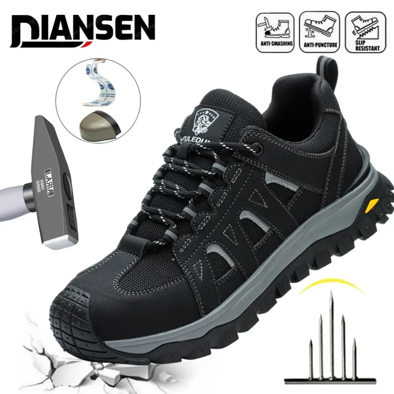 

Mens Work Boot Safety Shoes Steel Toe Cap Puncture-Proof Work Sneakers Indestructible Work Shoes Kevlar Insoles Men Shoes