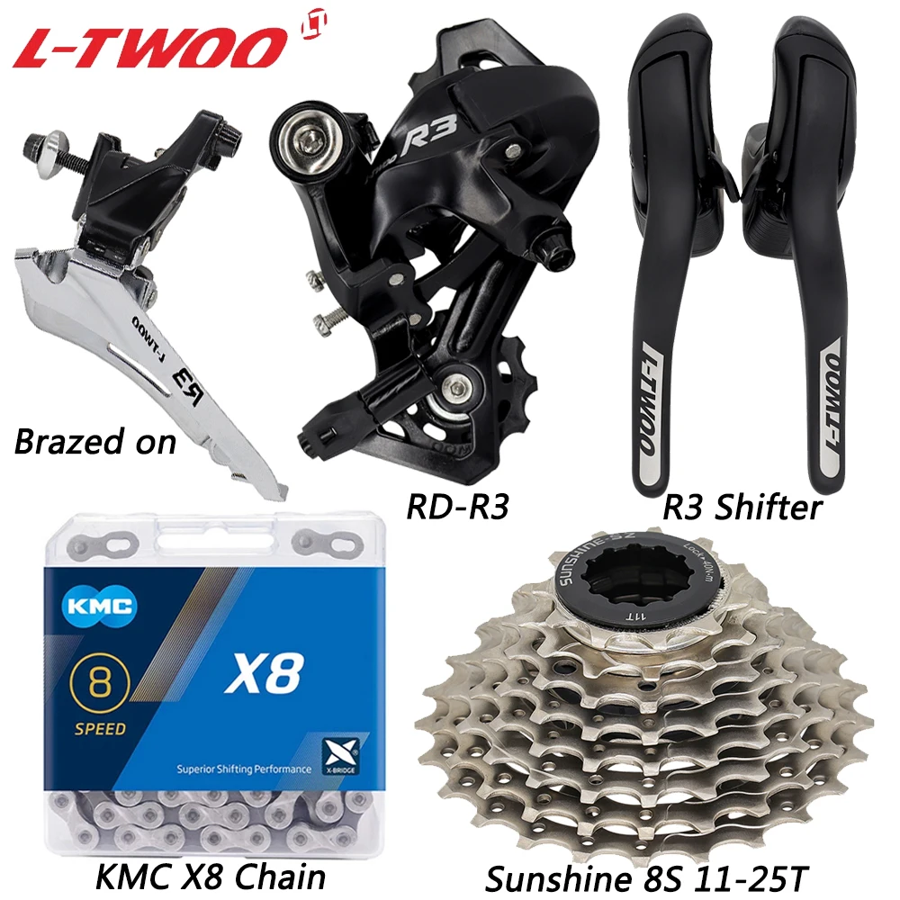 

LTWOO R3 2x8 Speed Road Bike Groupset Shifter Clamp/Brazed on Front Rear Derailleur X8 Chain 25T/28T/32T Cassette Bicycle Parts