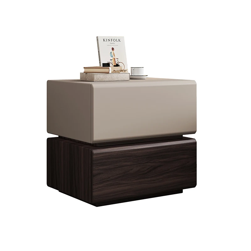 

Solid wood bedside table with lamp Smart floating bedroom Small bedside table