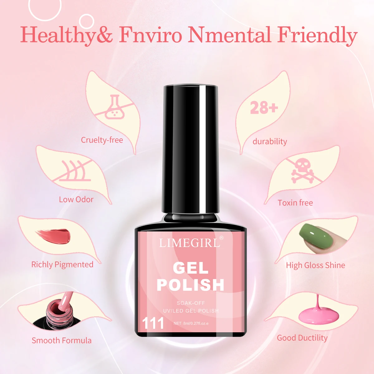 Limegirl kit de esmalte em gel com lâmpada UV 54W cores populares conjunto de ferramentas de esmalte em gel com revestimento superior fosco casaco base