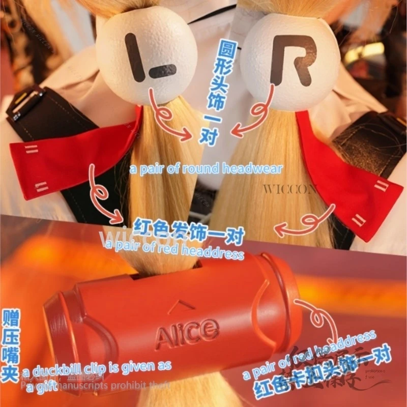 أليس جودة عالية مجموعة كاملة تأثيري حلي مثير 2 نمط XL فستان أنيمي لعبة ZZZ الذهب شعر مستعار الزي النساء حفلة الهالوين مخصصة